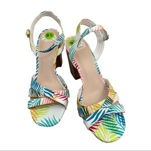 Multi-color Tropical Block Heel Sandal
